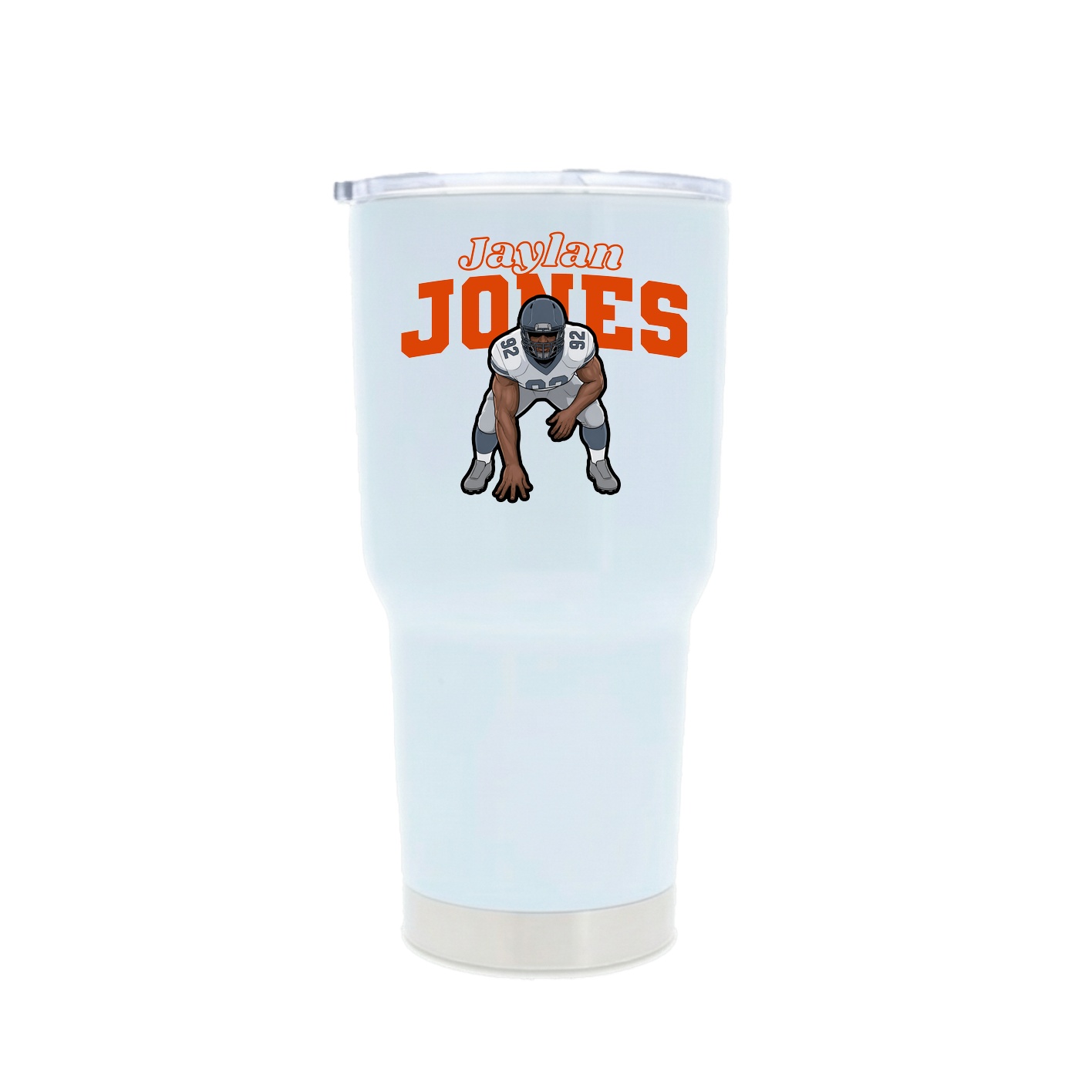 30oz Stainless Steel Tumbler — Name Arch in White