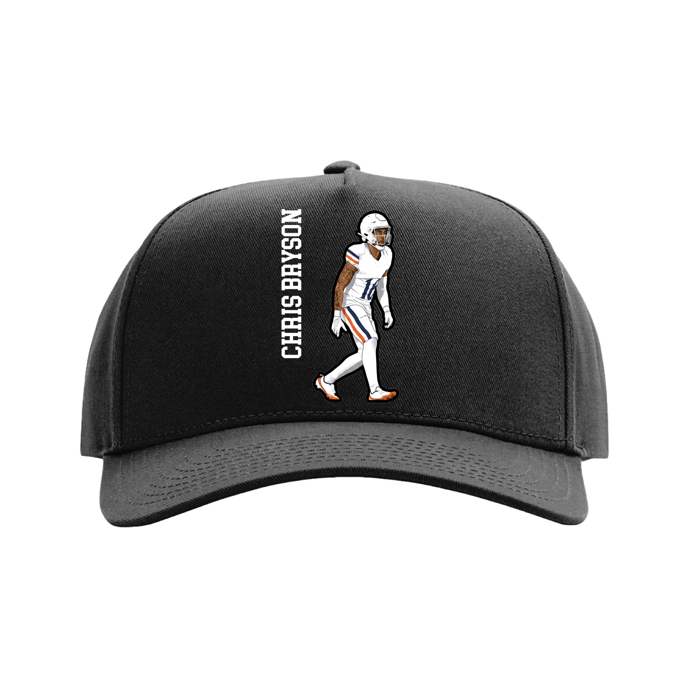 Full Fabric Five-Panel Champ Cap — Name Vertical in Black