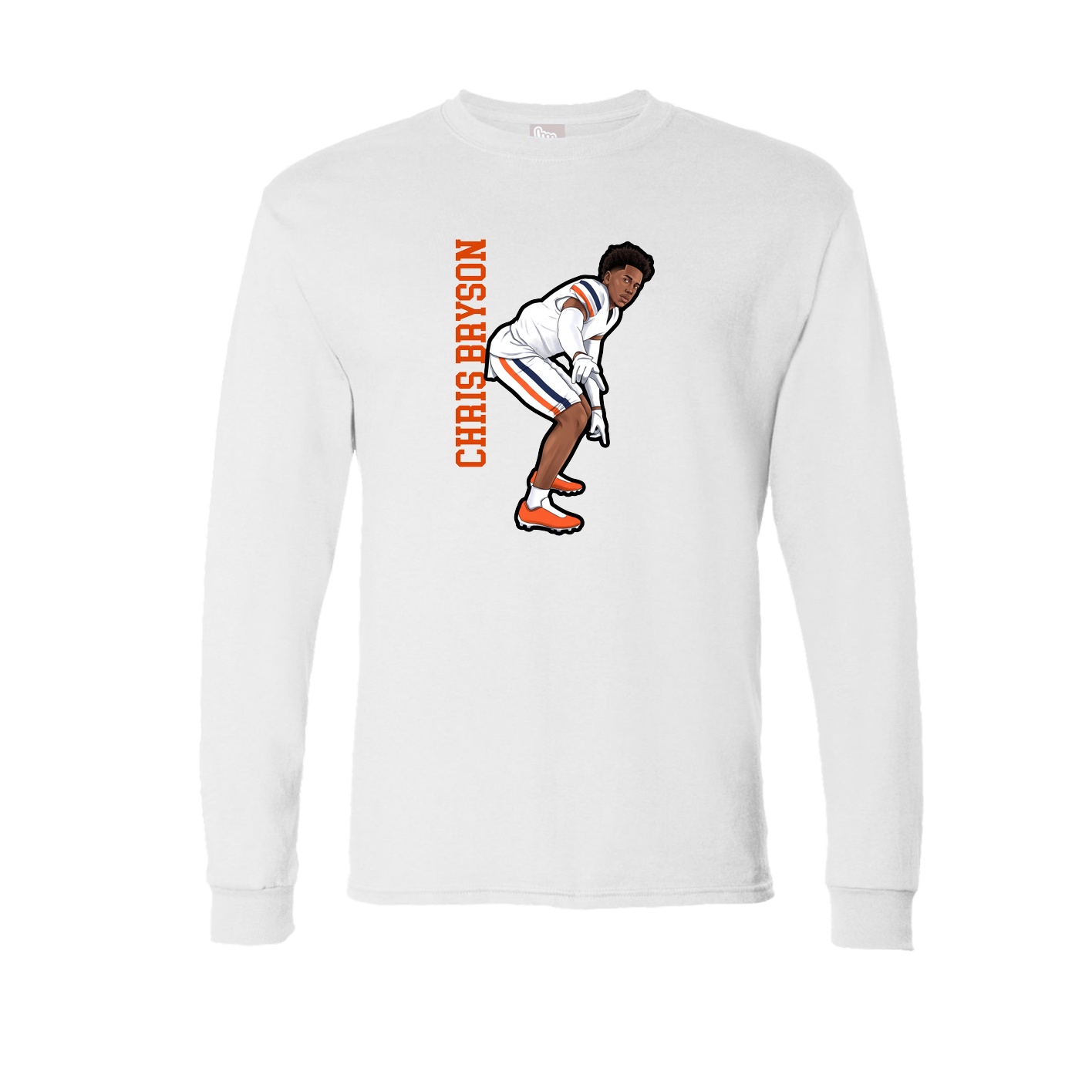 Long Sleeve Tee — Name Vertical in White
