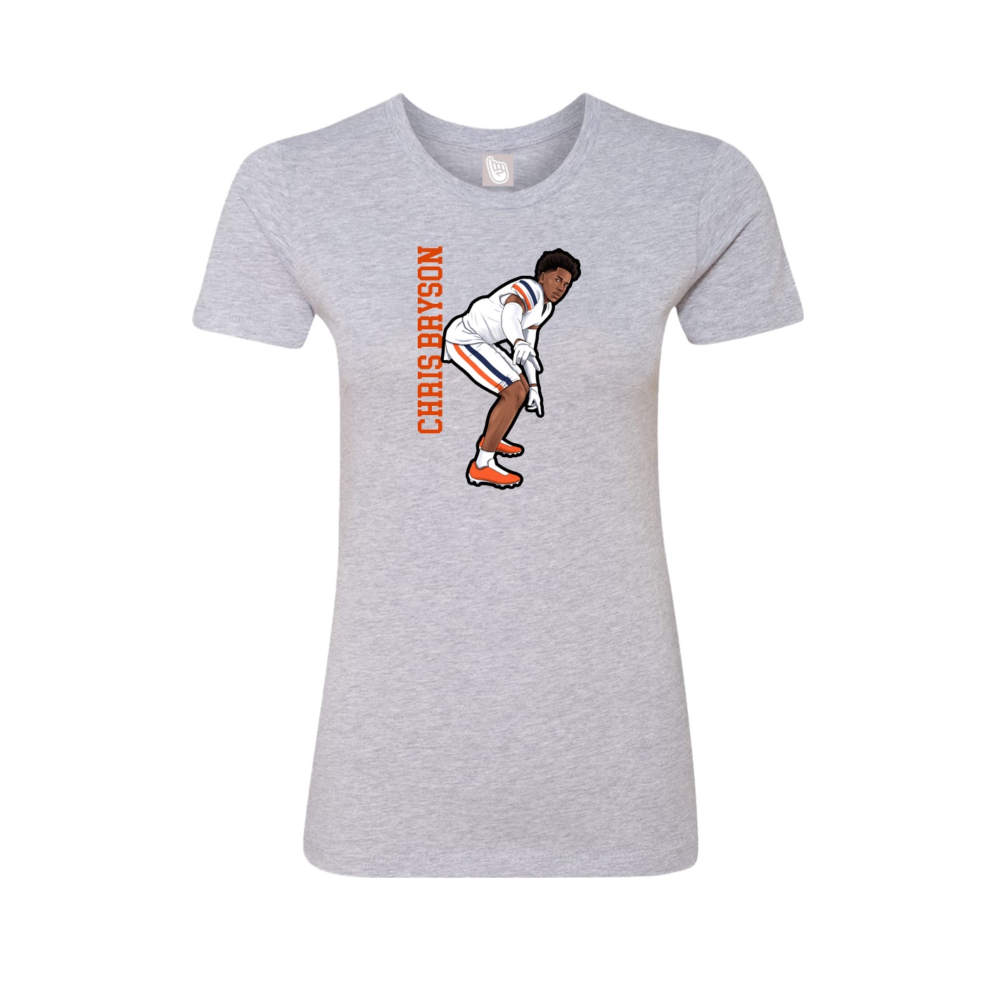 Fitted Women's Tee — Name Vertical in Grey