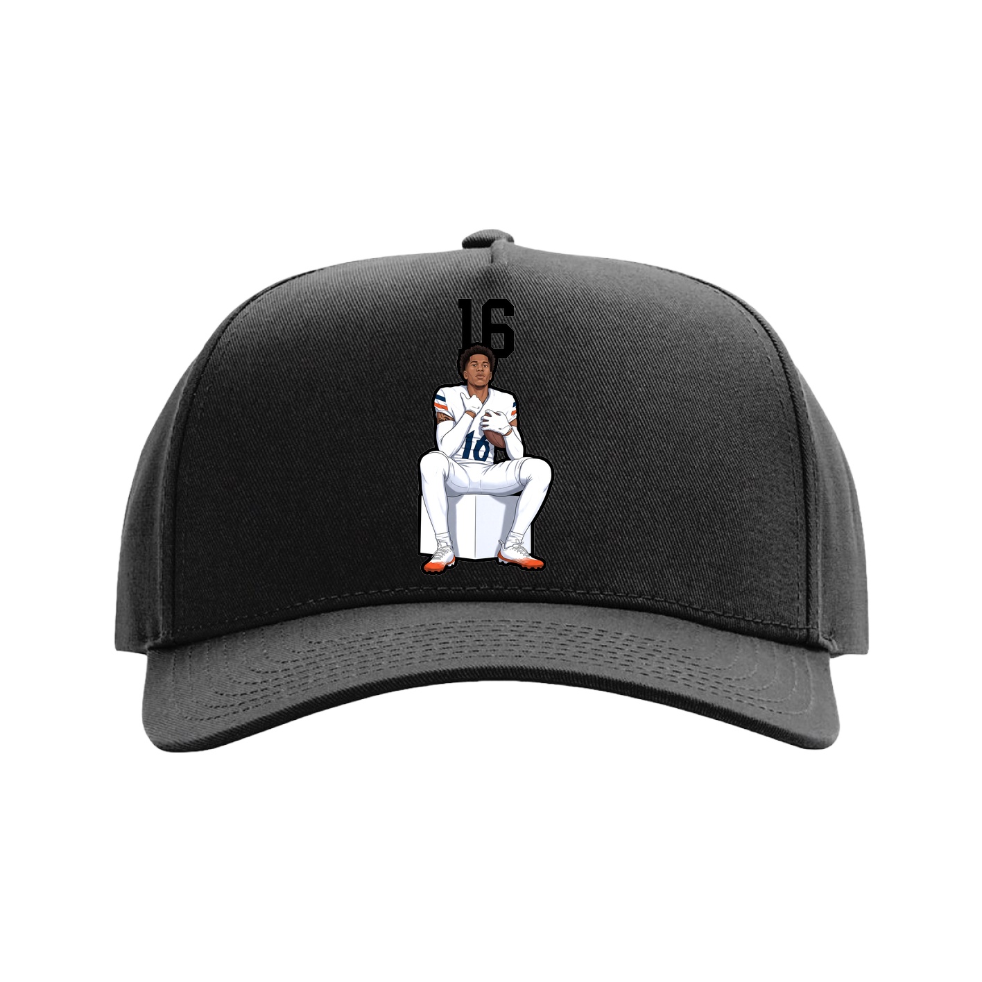 Full Fabric Five-Panel Champ Cap — Number Top in Black