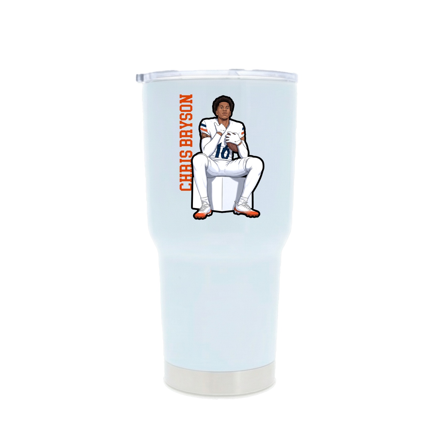 30oz Stainless Steel Tumbler — Name Vertical in White
