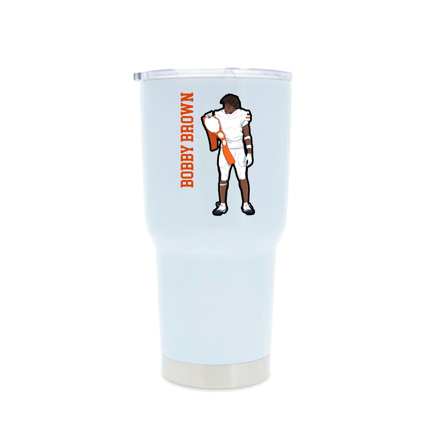 30oz Stainless Steel Tumbler — Name Vertical in White