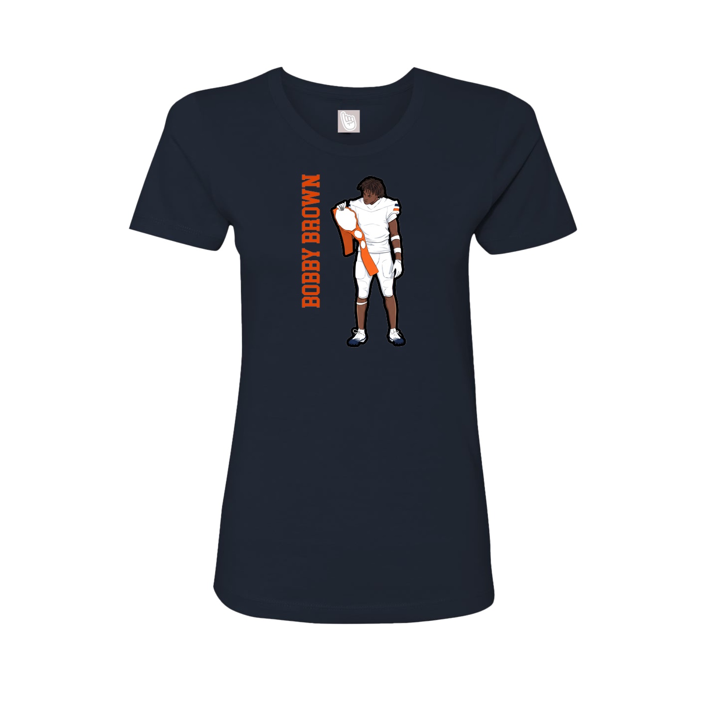 Fitted Women's Tee — Name Vertical in Navy