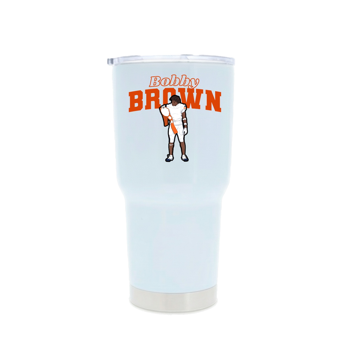 30oz Stainless Steel Tumbler — Name Arch in White