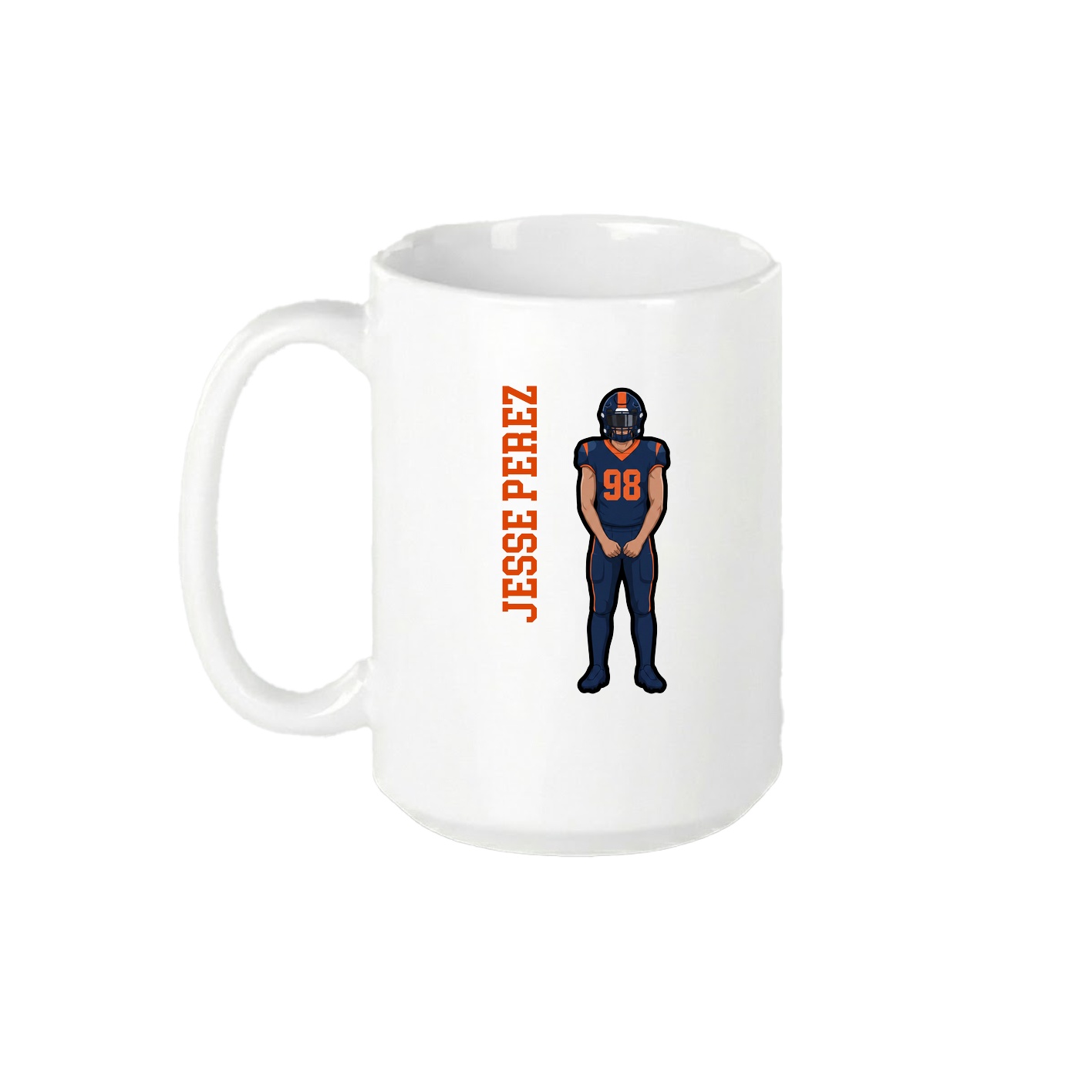 15oz Coffee Mug — Name Vertical in White