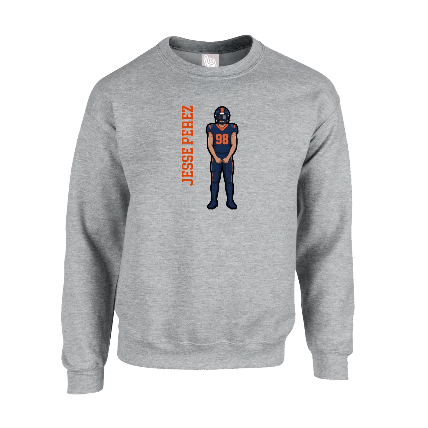 Fleece Crew — Name Vertical in Grey