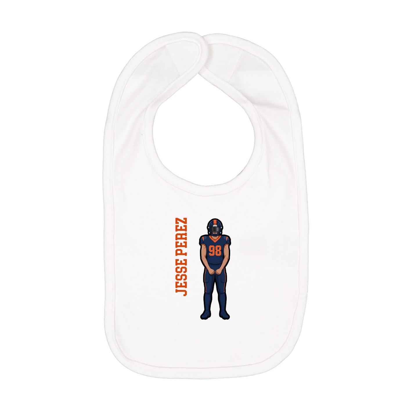 Infant Bib — Name Vertical in White