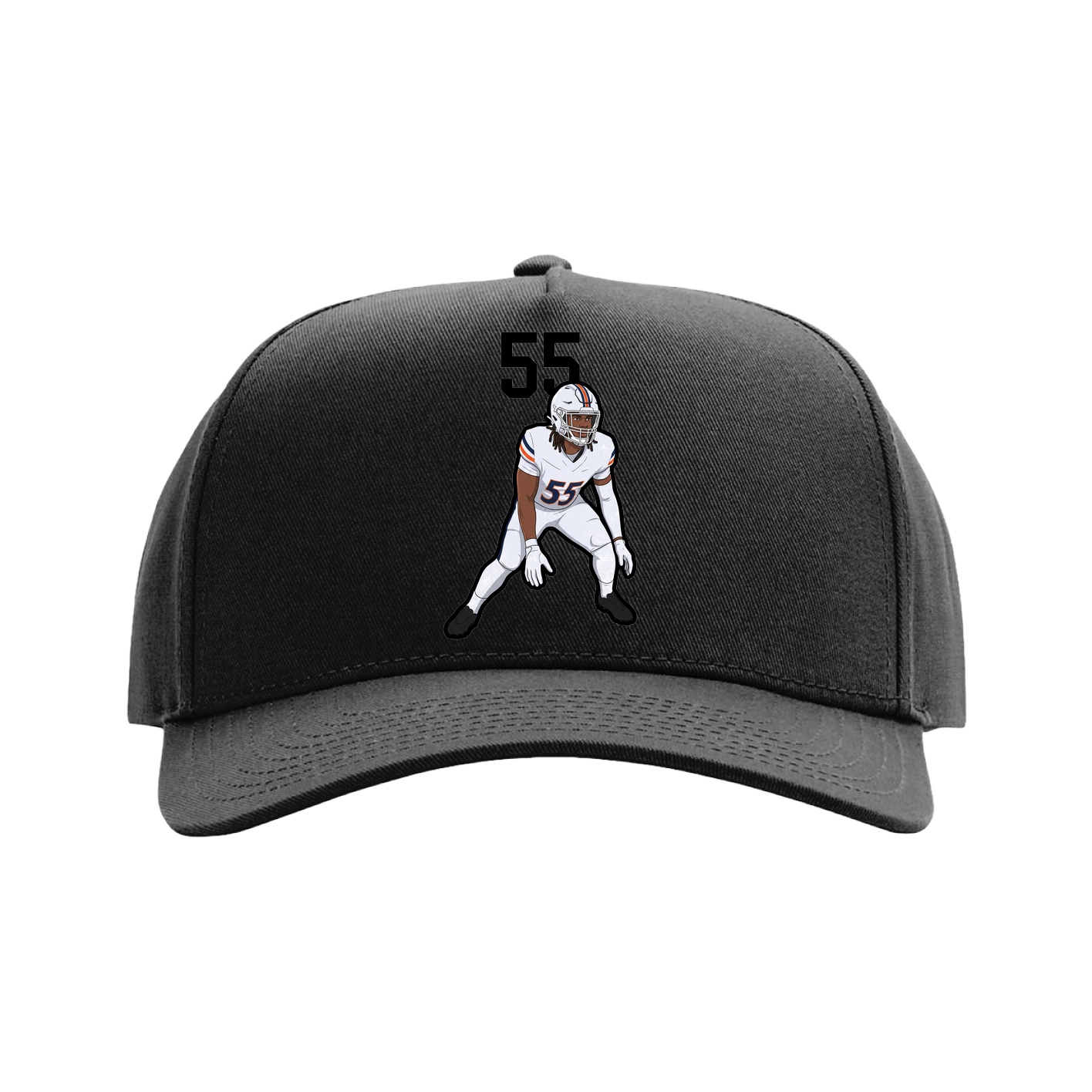 Full Fabric Five-Panel Champ Cap — Number Top in Black
