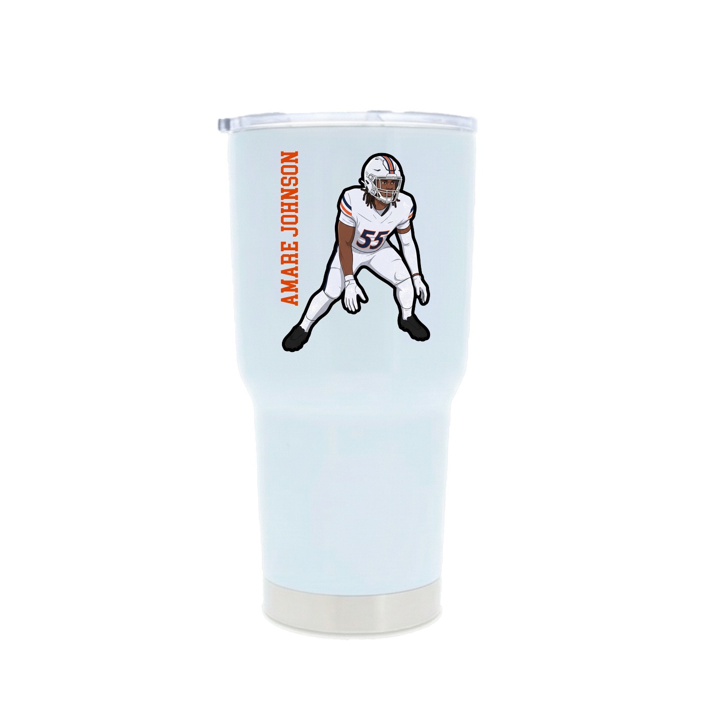 30oz Stainless Steel Tumbler — Name Vertical in White