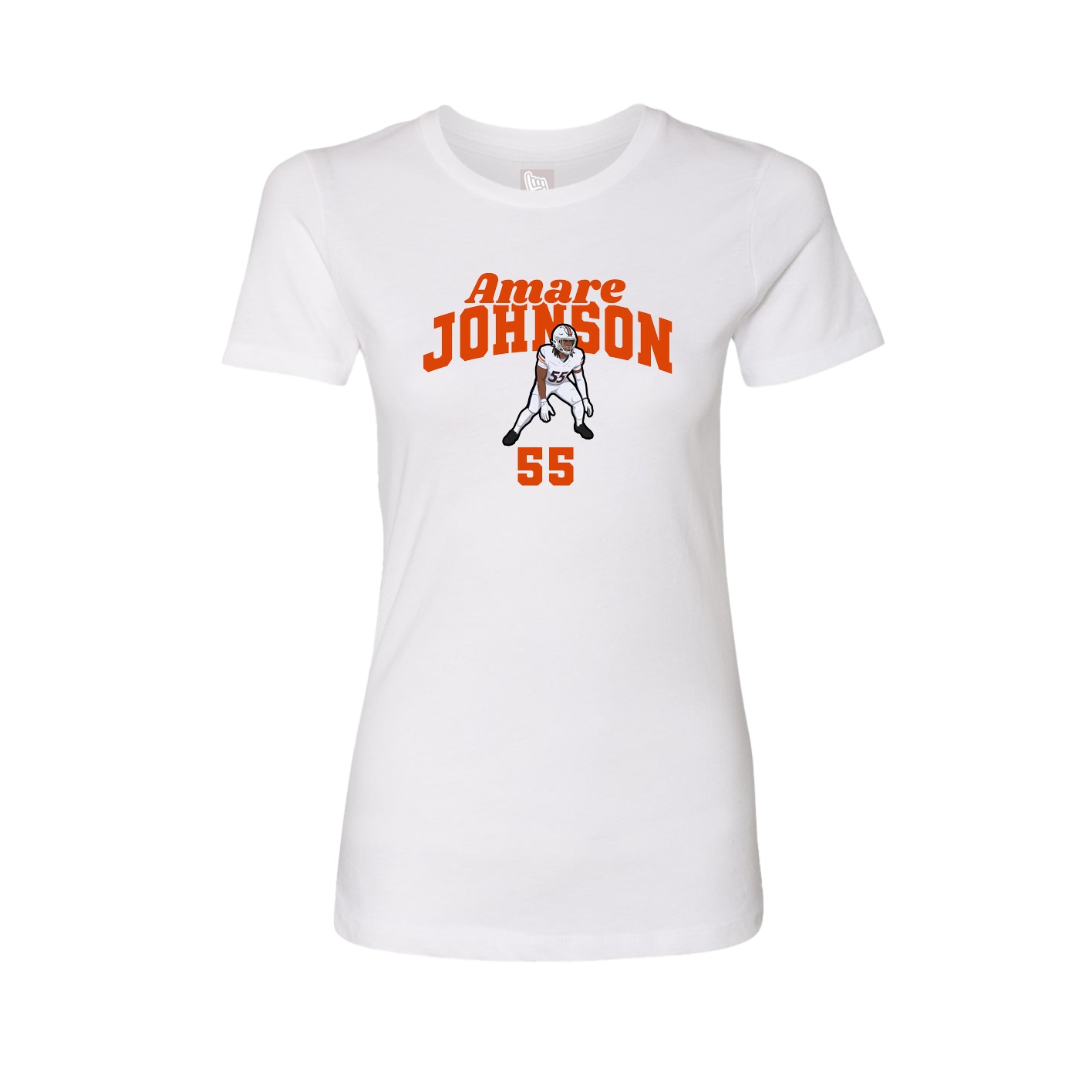 Fitted Women's Tee — Signature Arch in White