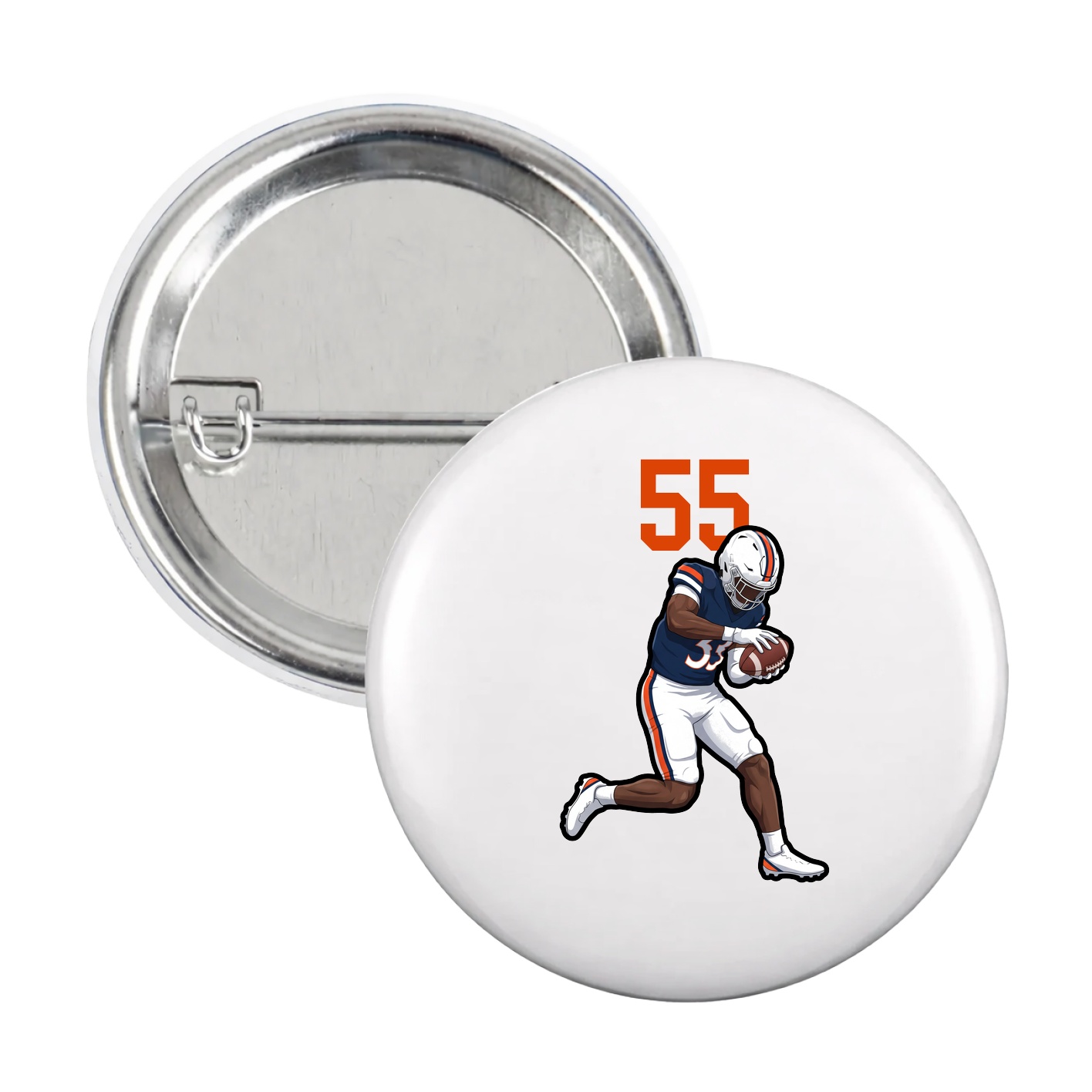 Game Day Button — Number Top in White