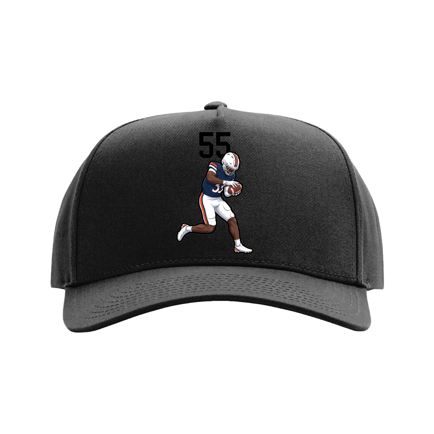 Full Fabric Five-Panel Champ Cap — Number Top in Black