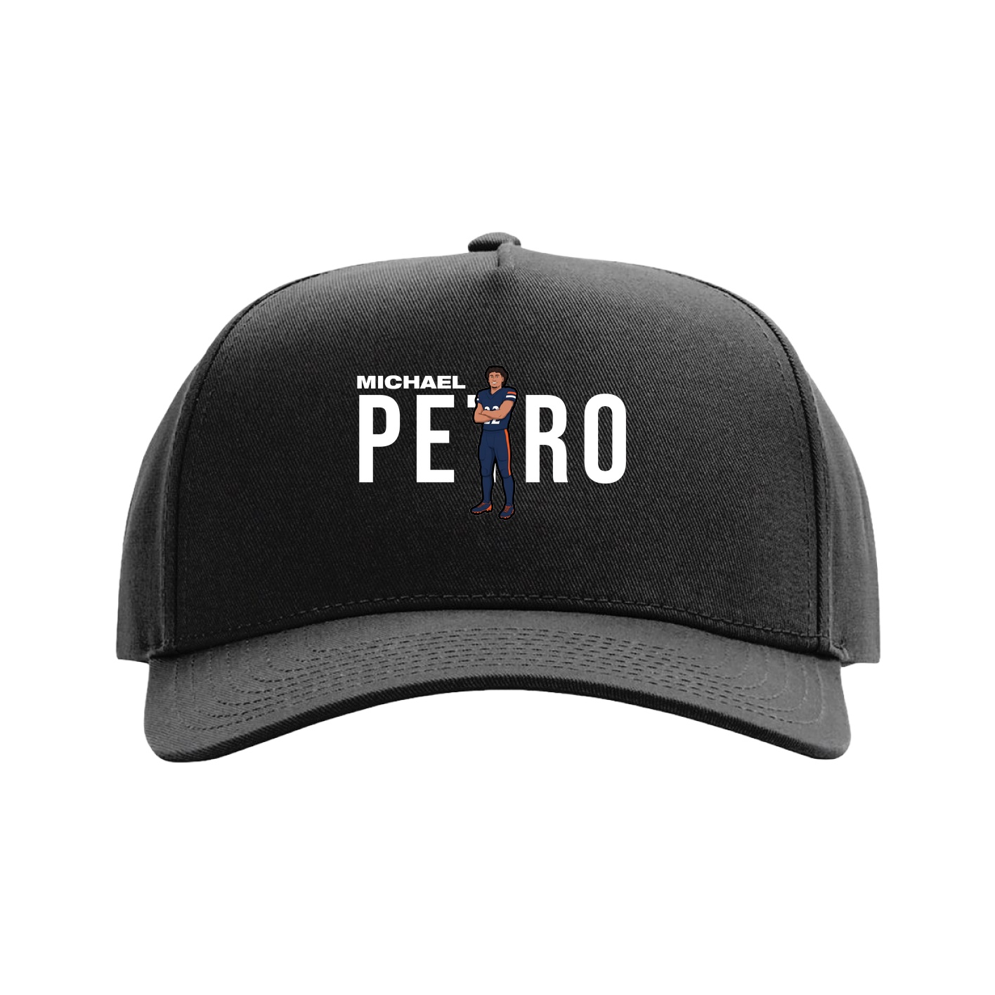 Full Fabric Five-Panel Champ Cap — Player Name in Black