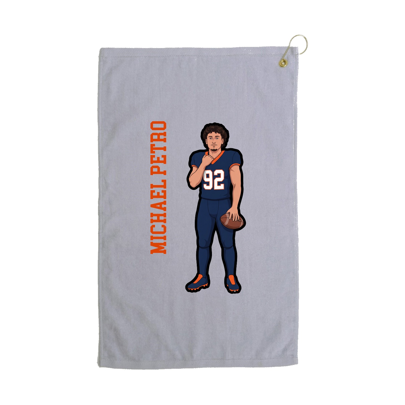 Golf Towel — Name Vertical in Grey
