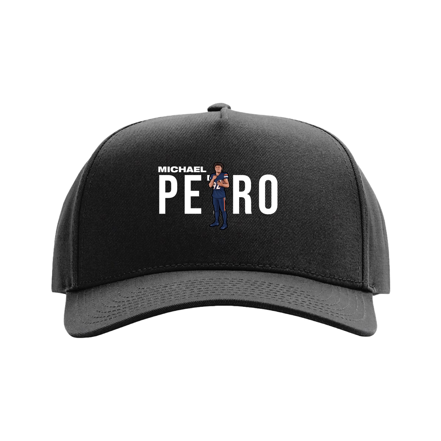 Full Fabric Five-Panel Champ Cap — Player Name in Black