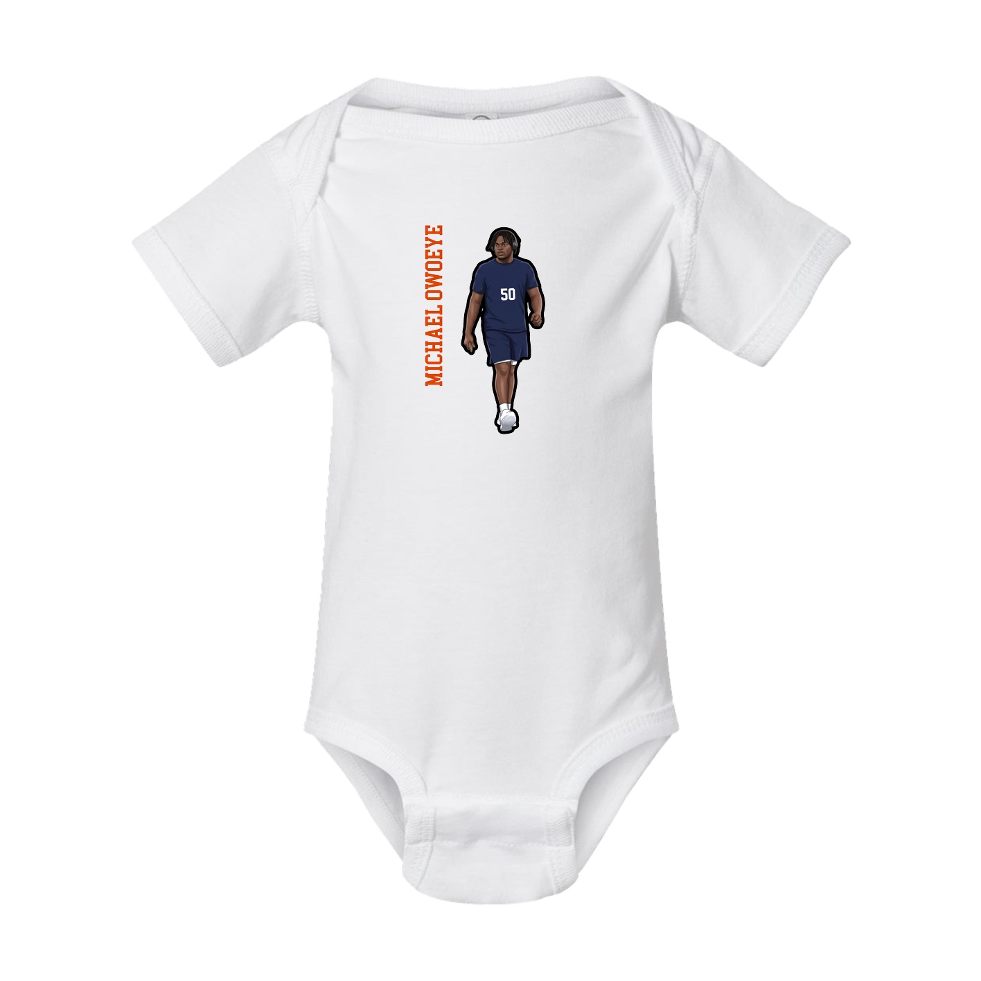 Baby Onesie — Name Vertical in White