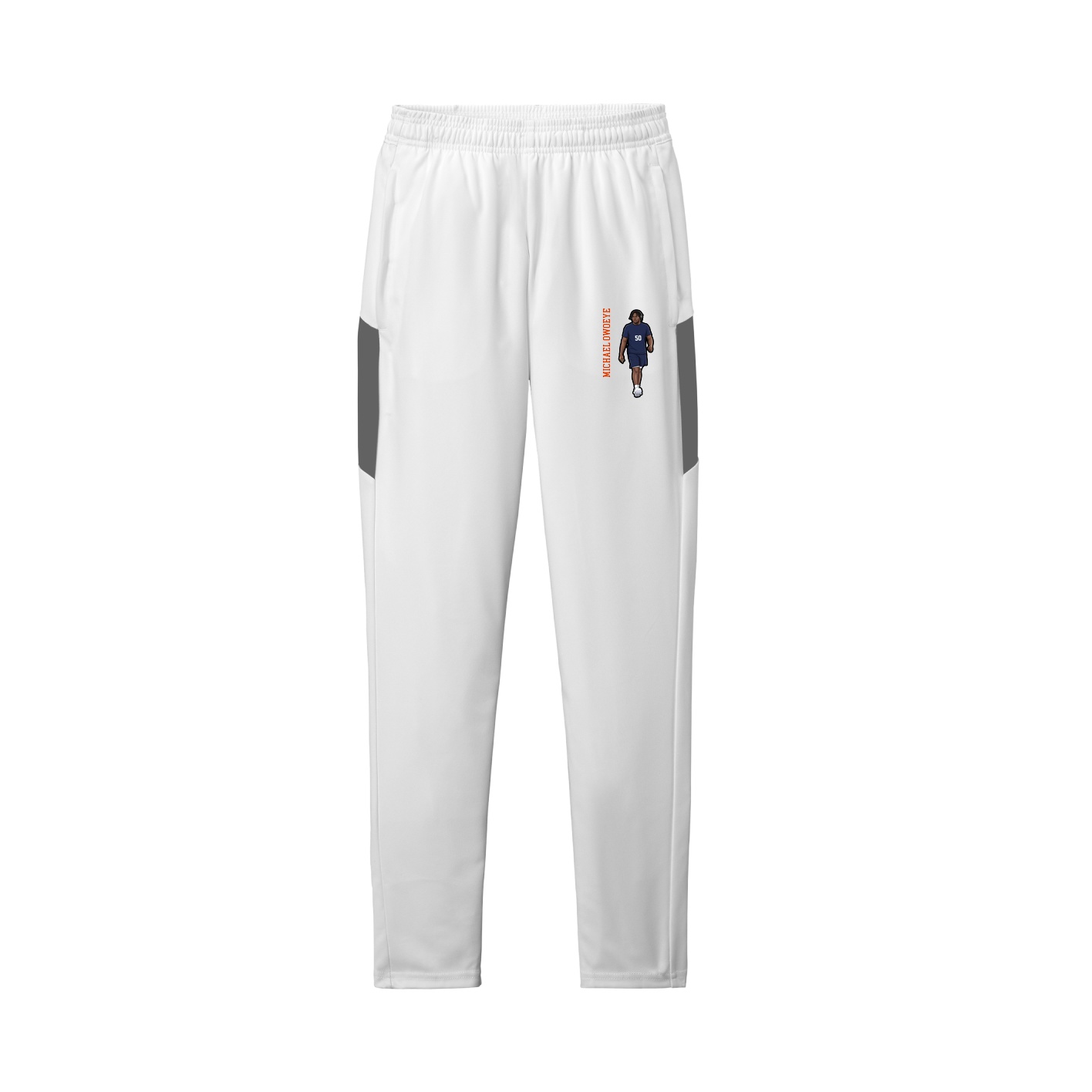 Team Travel Pant — Name Vertical in White/Grey