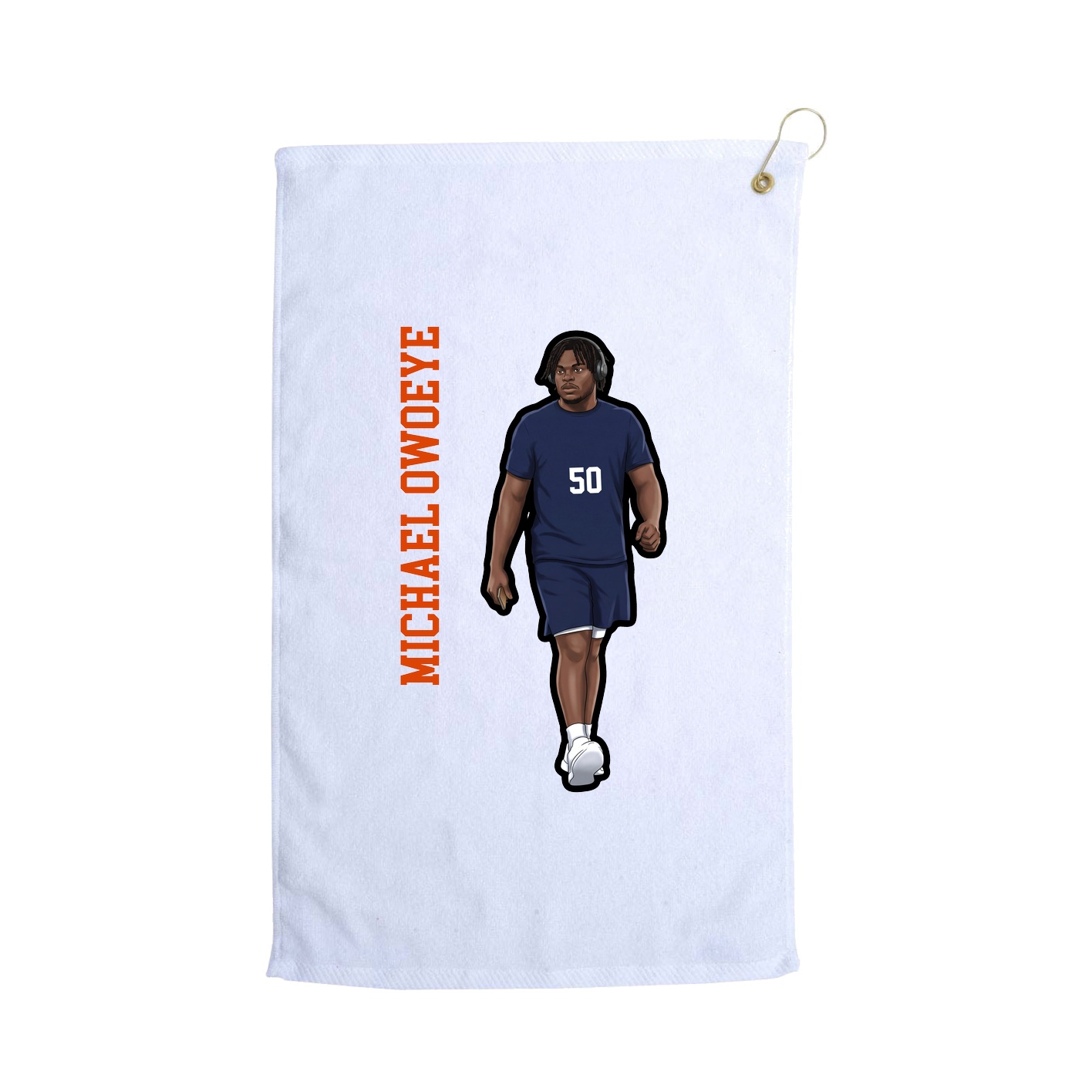Golf Towel — Name Vertical in White