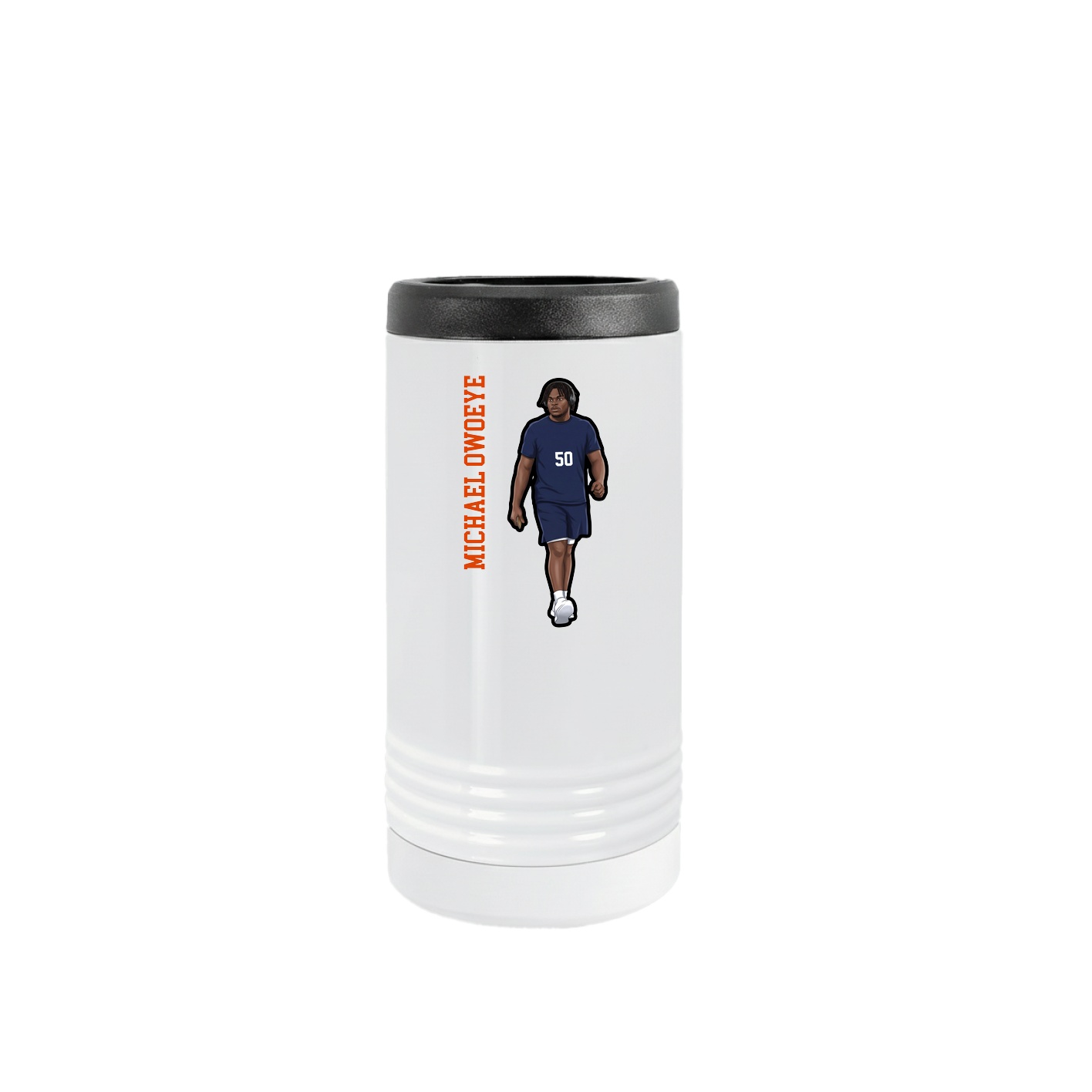 Slim Beverage Holder — Name Vertical in White