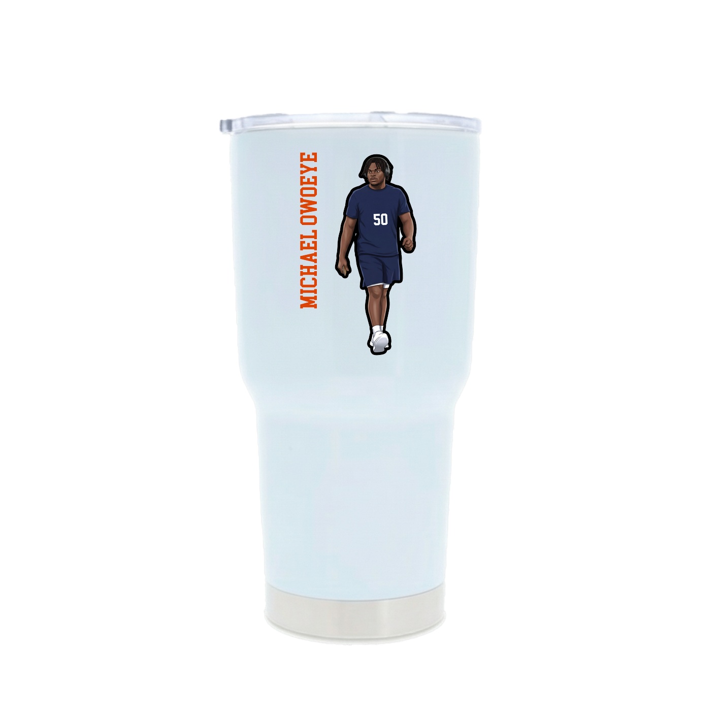 30oz Stainless Steel Tumbler — Name Vertical in White