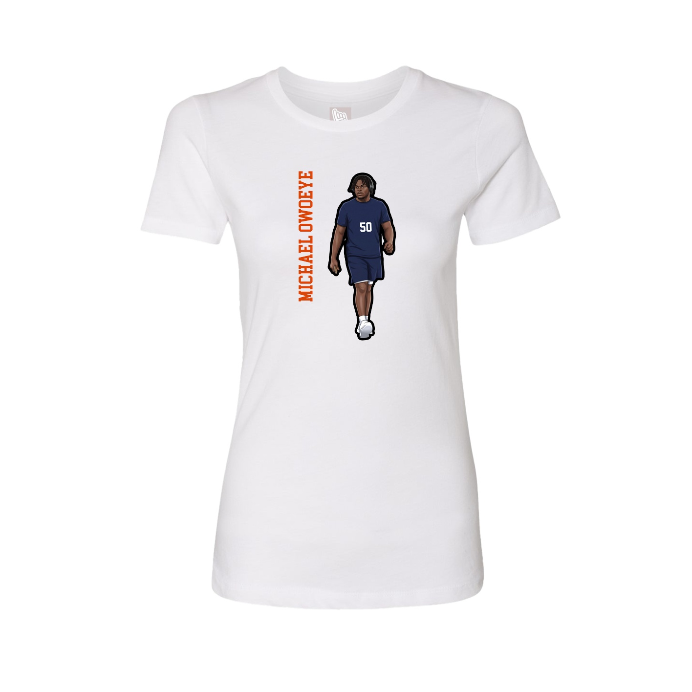 Fitted Women's Tee — Name Vertical in White