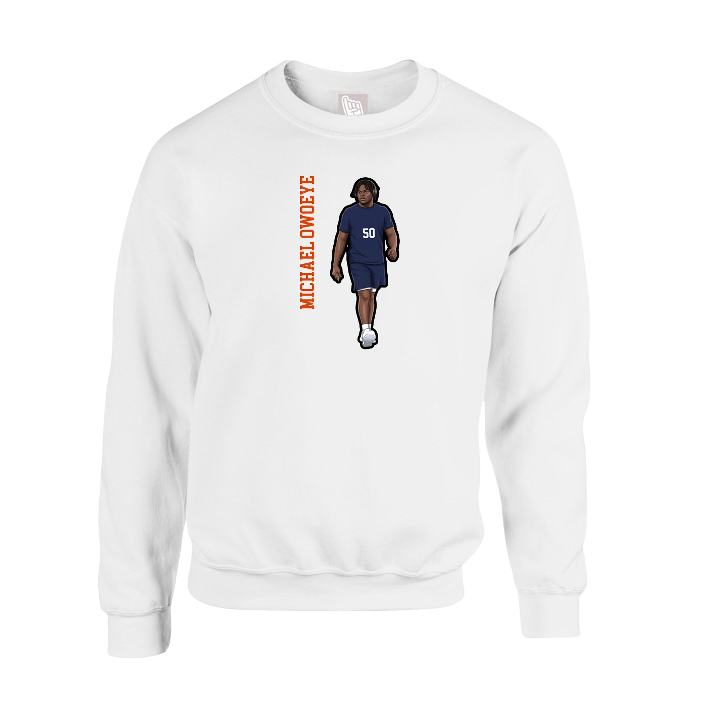 Fleece Crew — Name Vertical in White