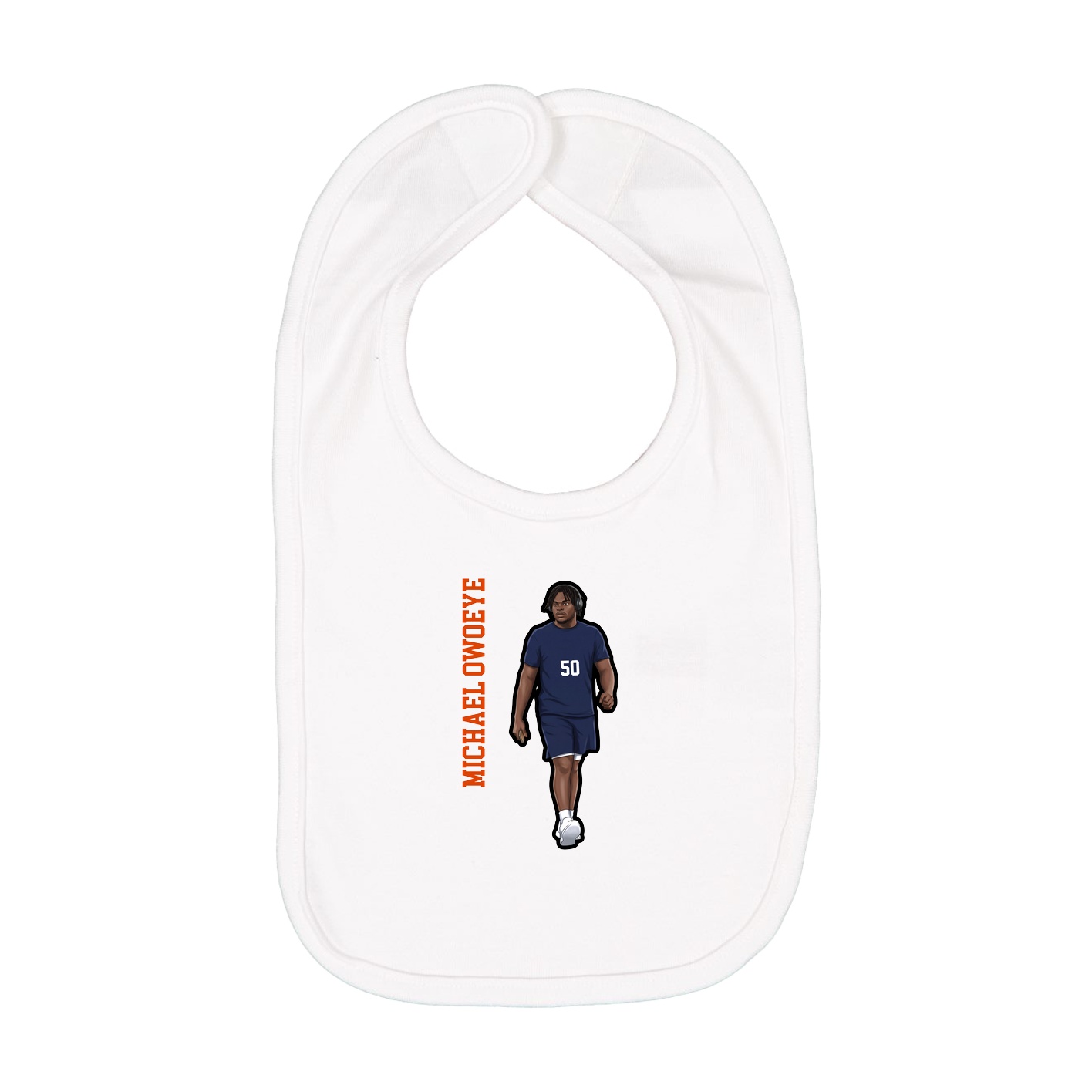 Infant Bib — Name Vertical in White