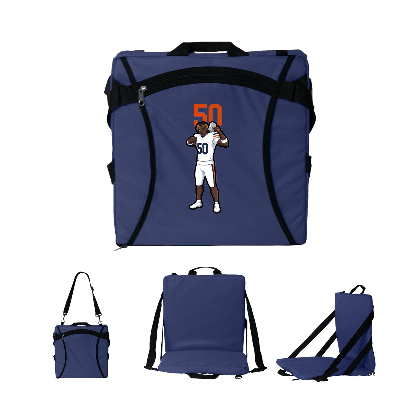 Folding Stadium Seat — Number Top in Navy