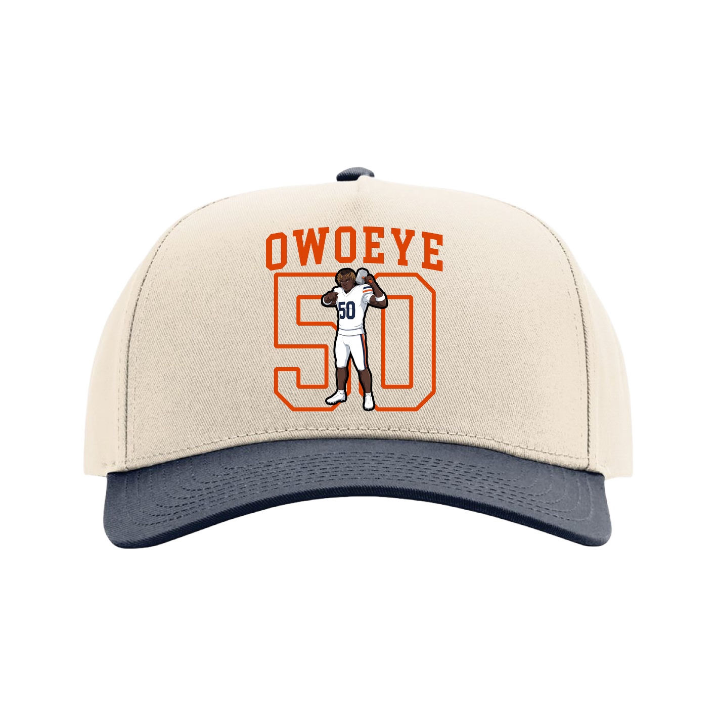 Full Fabric Five-Panel Champ Cap — Shirsey in Cream/Navy