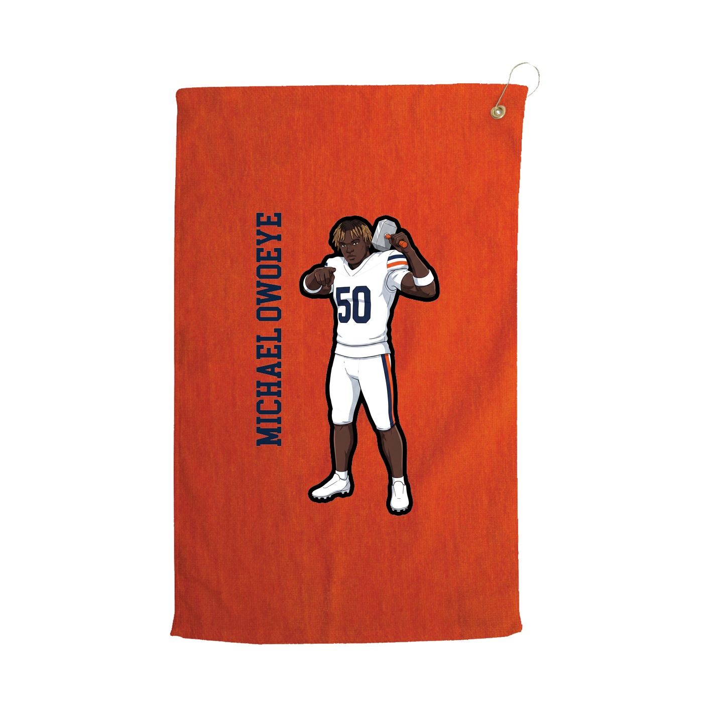 Golf Towel — Name Vertical in Orange