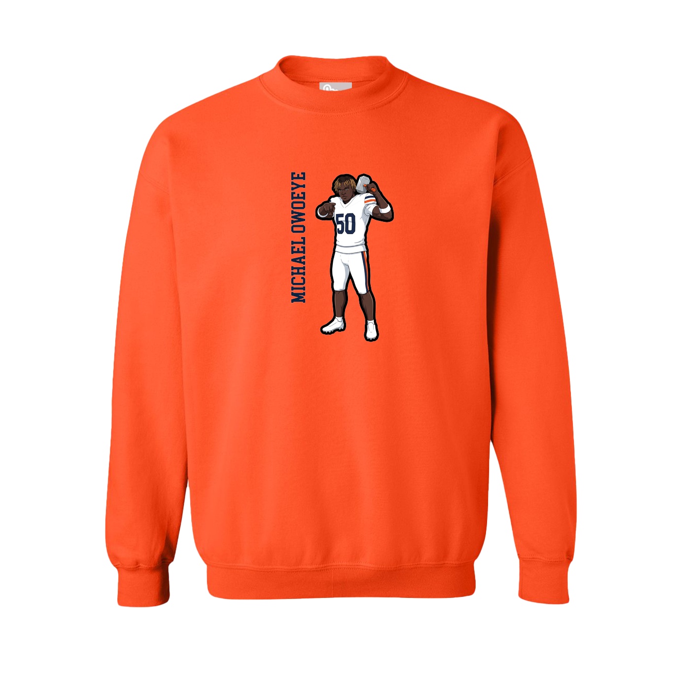 Fleece Crew — Name Vertical in Orange