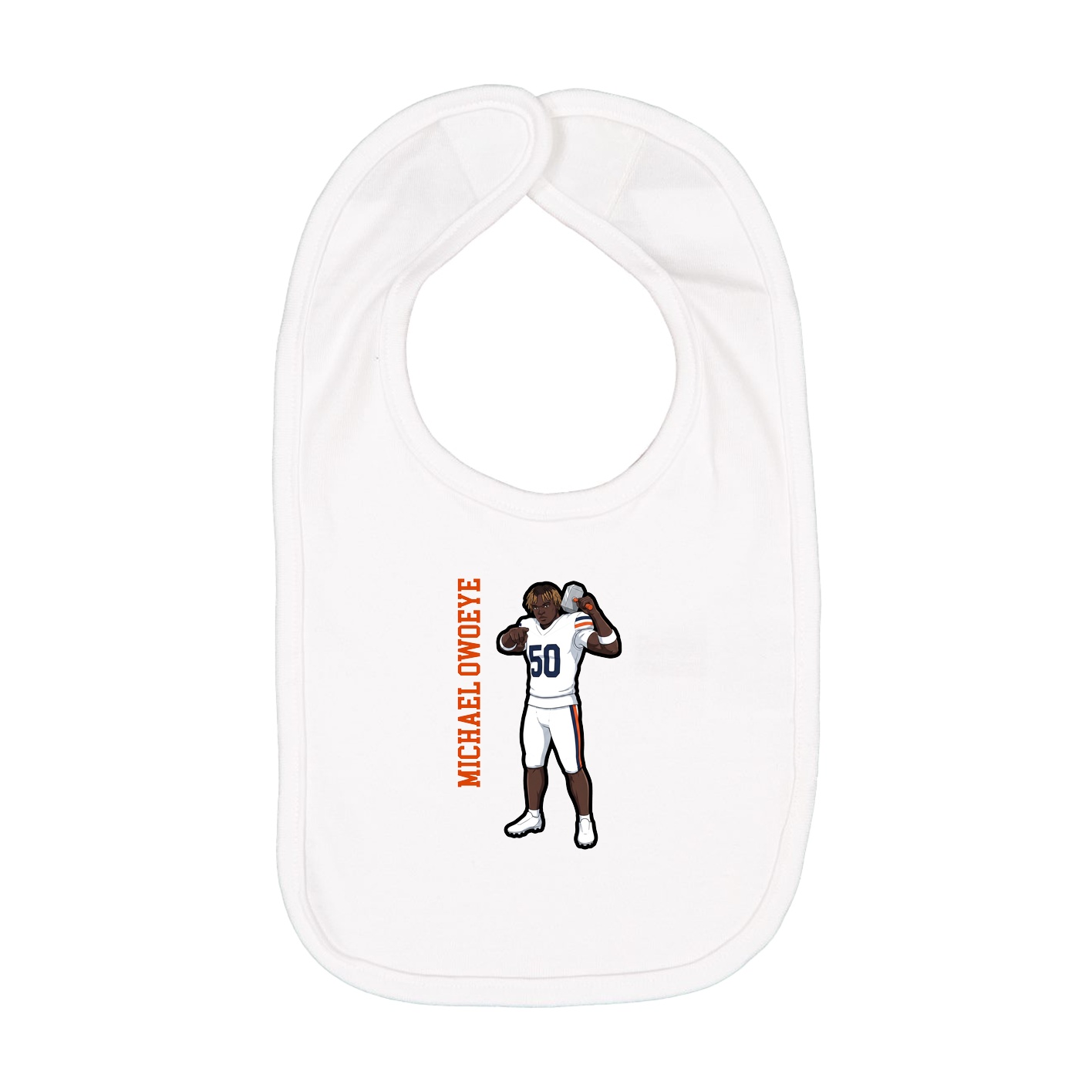 Infant Bib — Name Vertical in White