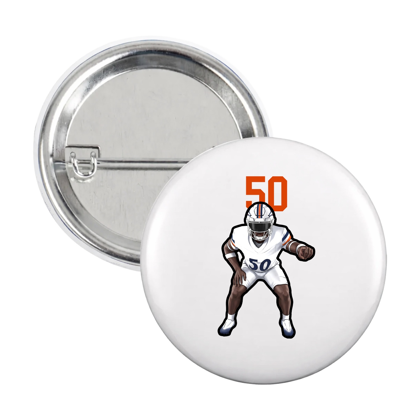 Game Day Button — Number Top in White
