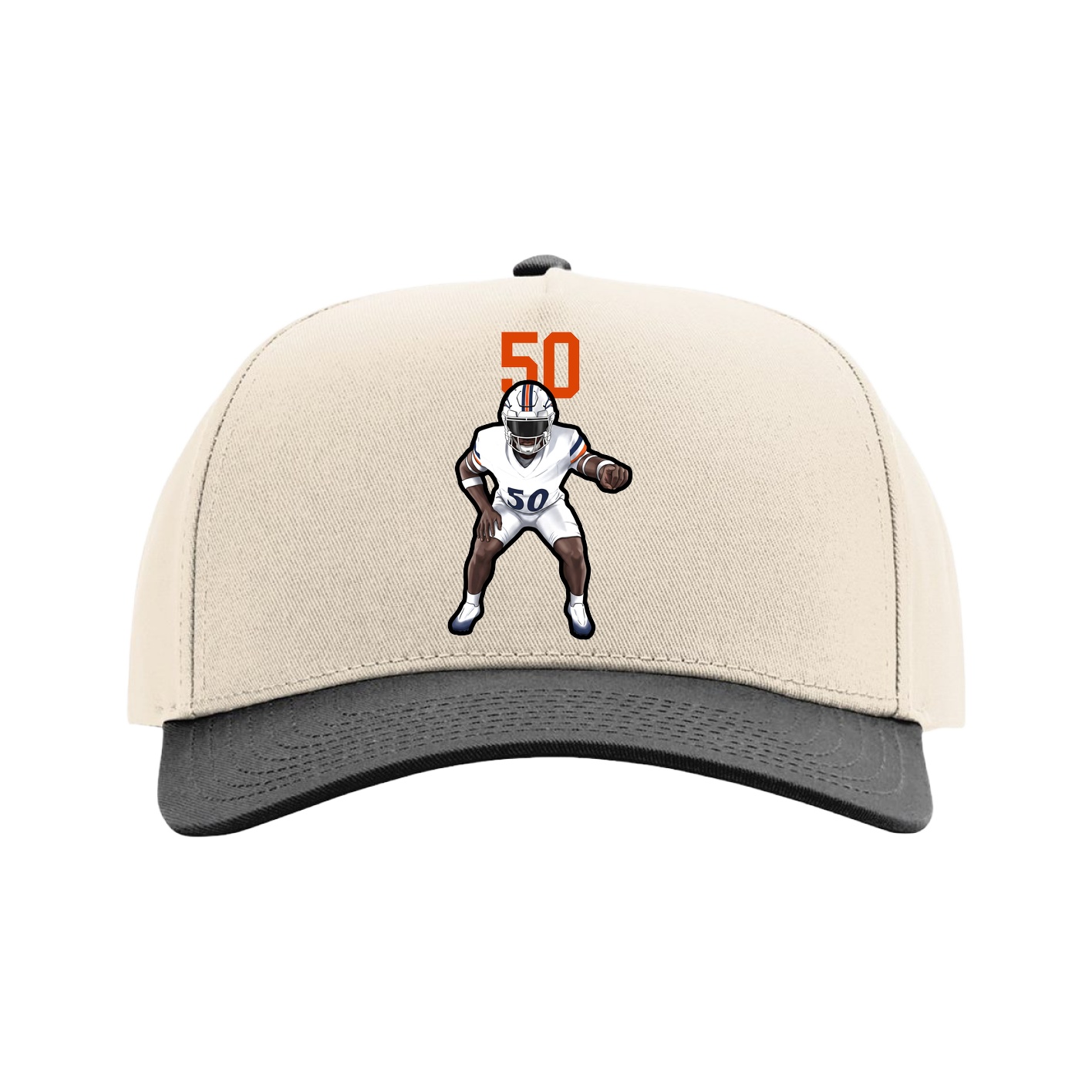 Full Fabric Five-Panel Champ Cap — Number Top in Cream/Black