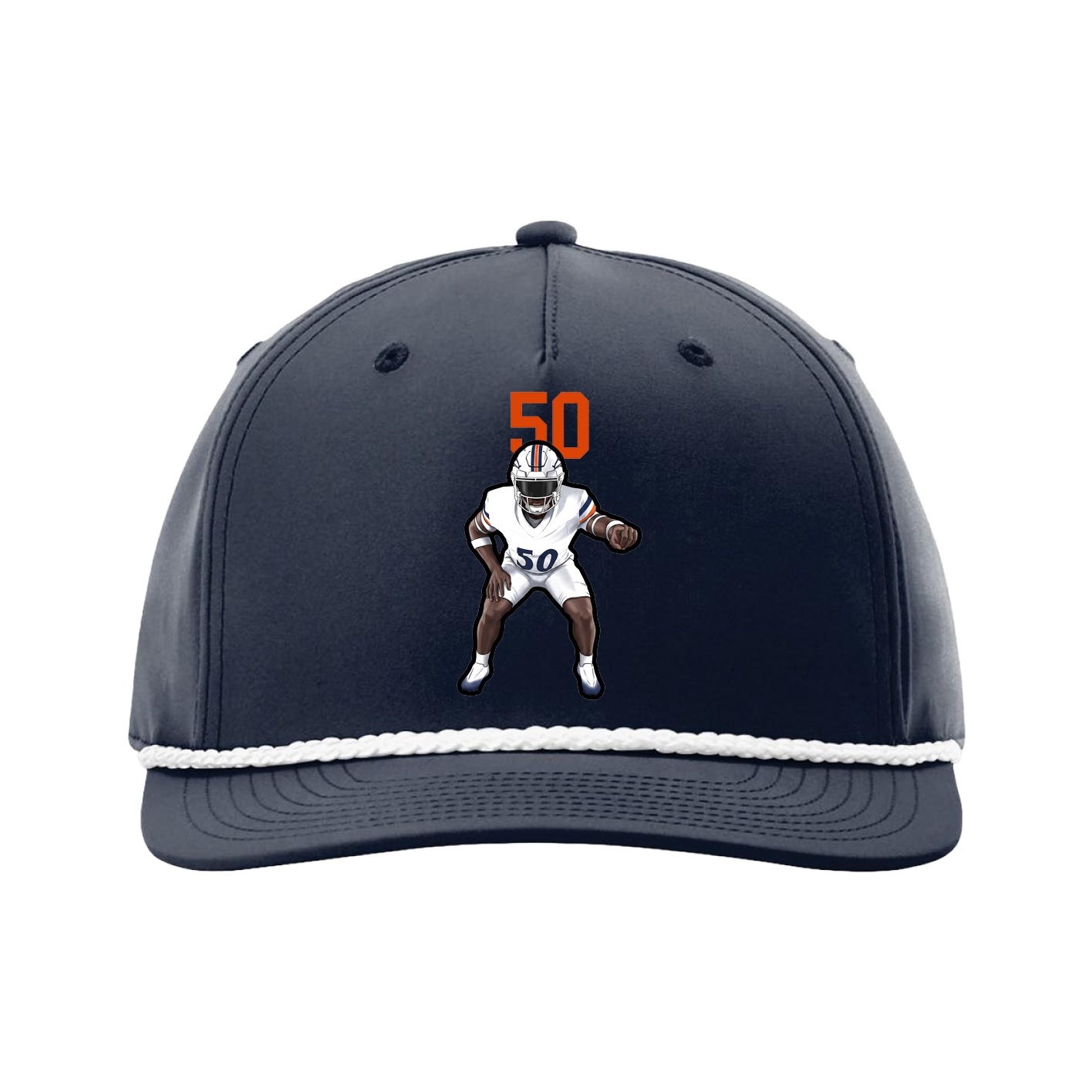 Five-Panel Classic Rope Cap — Number Top in Navy