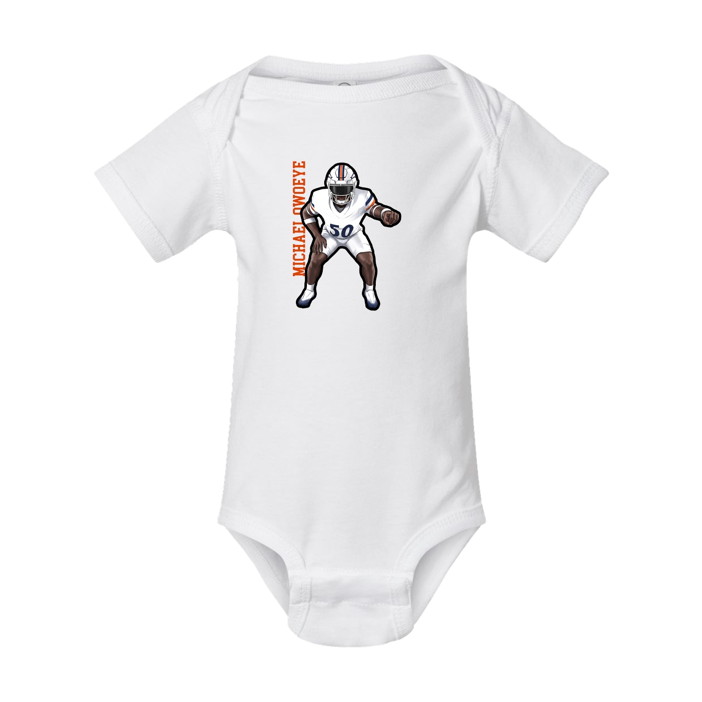 Baby Onesie — Name Vertical in White
