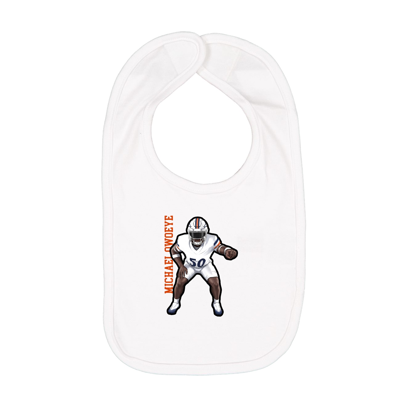 Infant Bib — Name Vertical in White