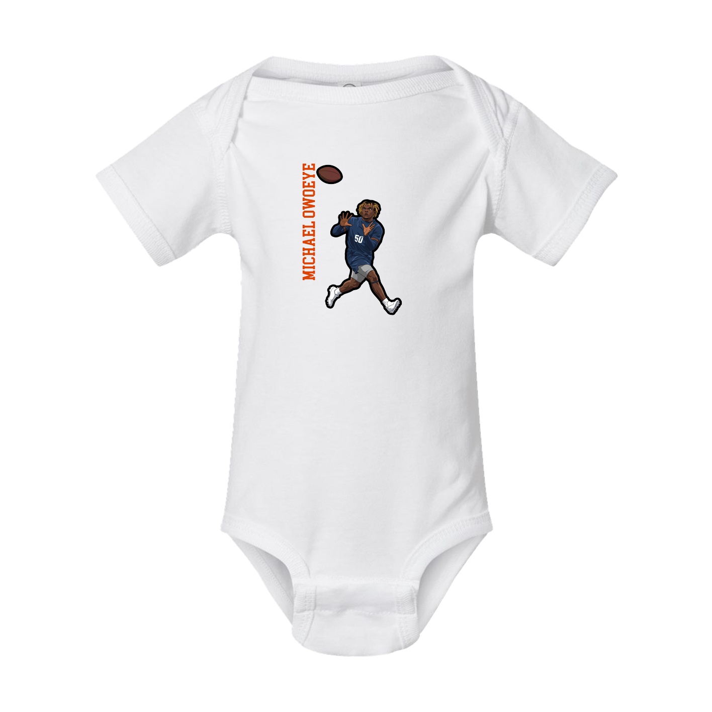 Baby Onesie — Name Vertical in White