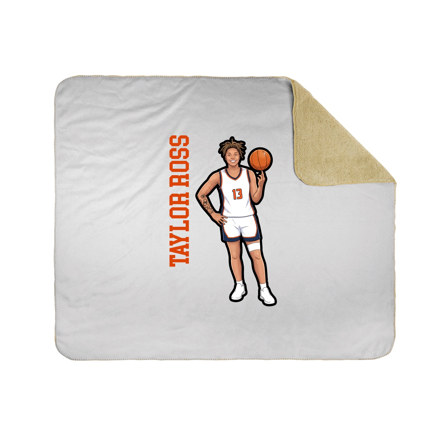 Throw Blanket — Name Vertical in White