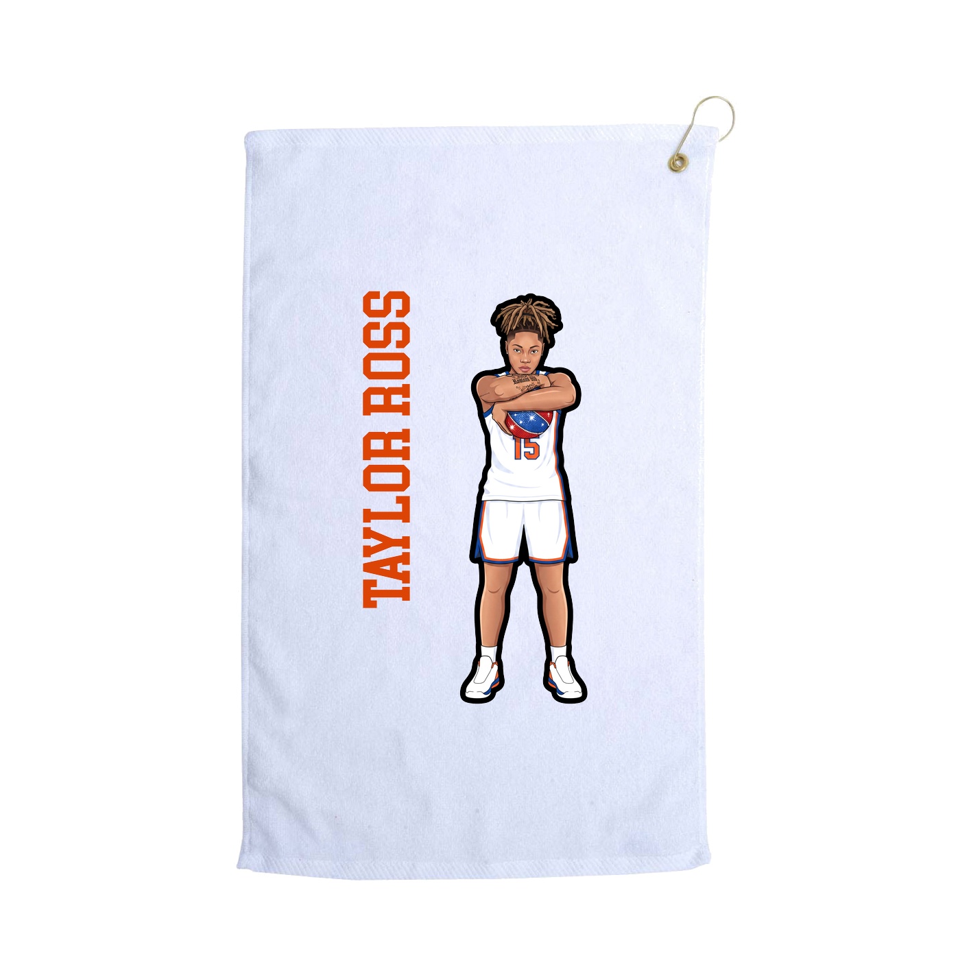 Golf Towel — Name Vertical in White