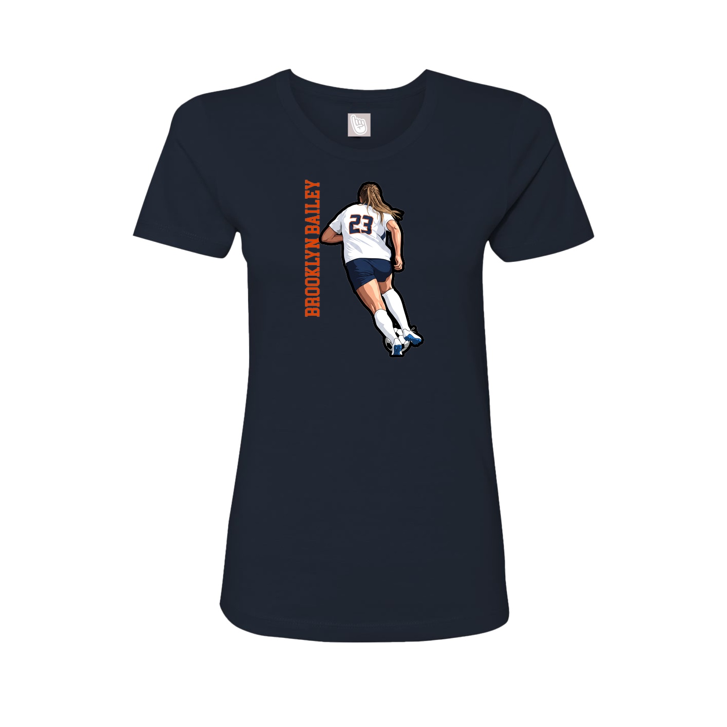 Womens Tee — Name Vertical in Navy