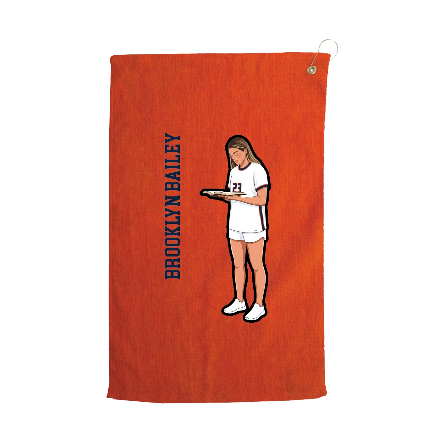 Golf Towel — Name Vertical in Orange