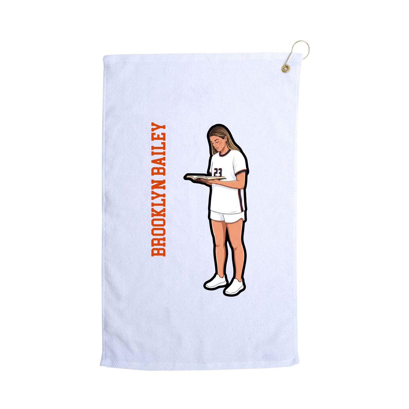 Golf Towel — Name Vertical in White