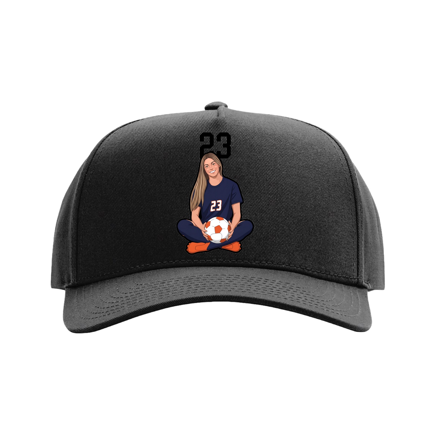 Full Fabric Five-Panel Champ Cap — Number Top in Black