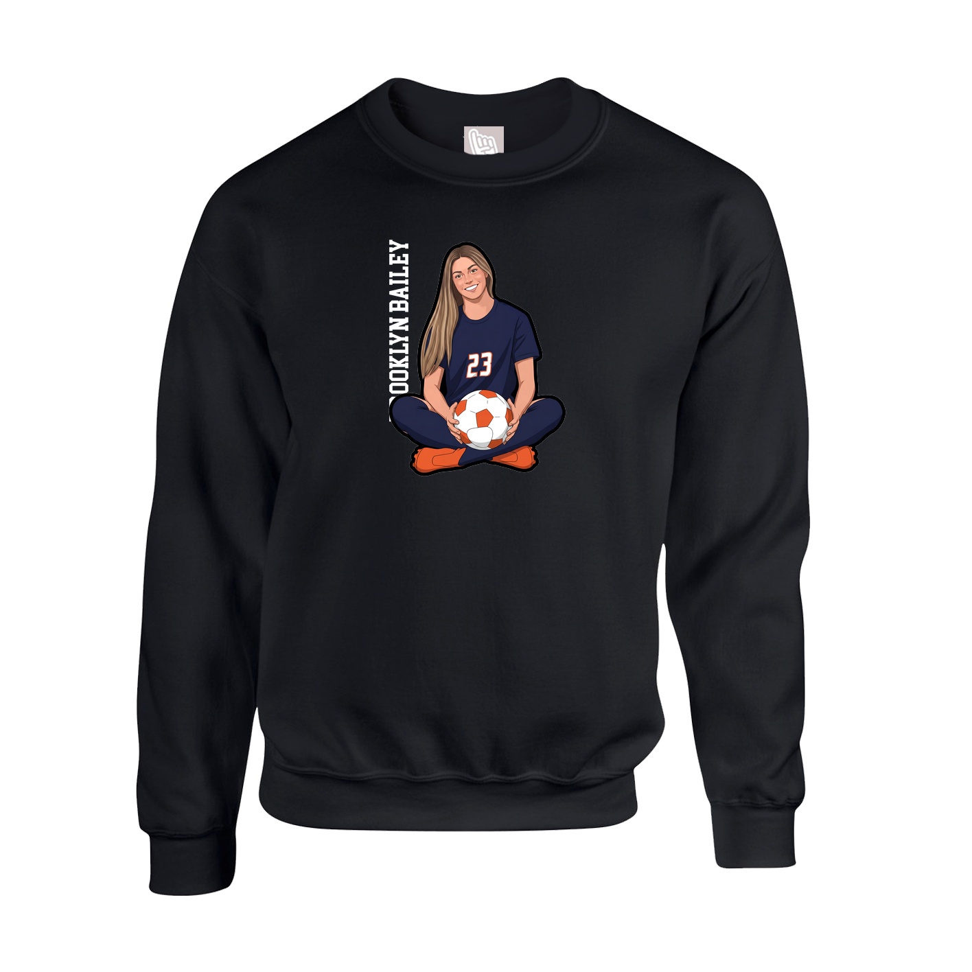 Fleece Crew — Name Vertical in Black