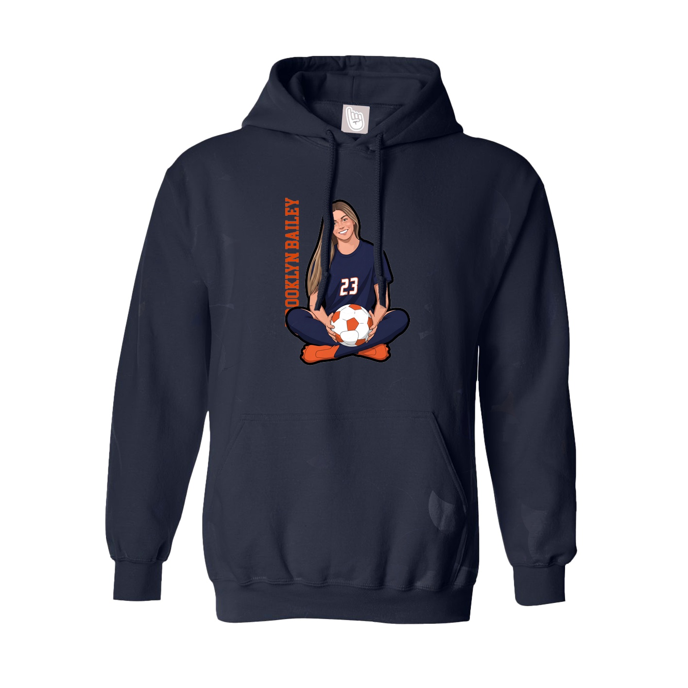 Youth Hoodie — Name Vertical in Navy
