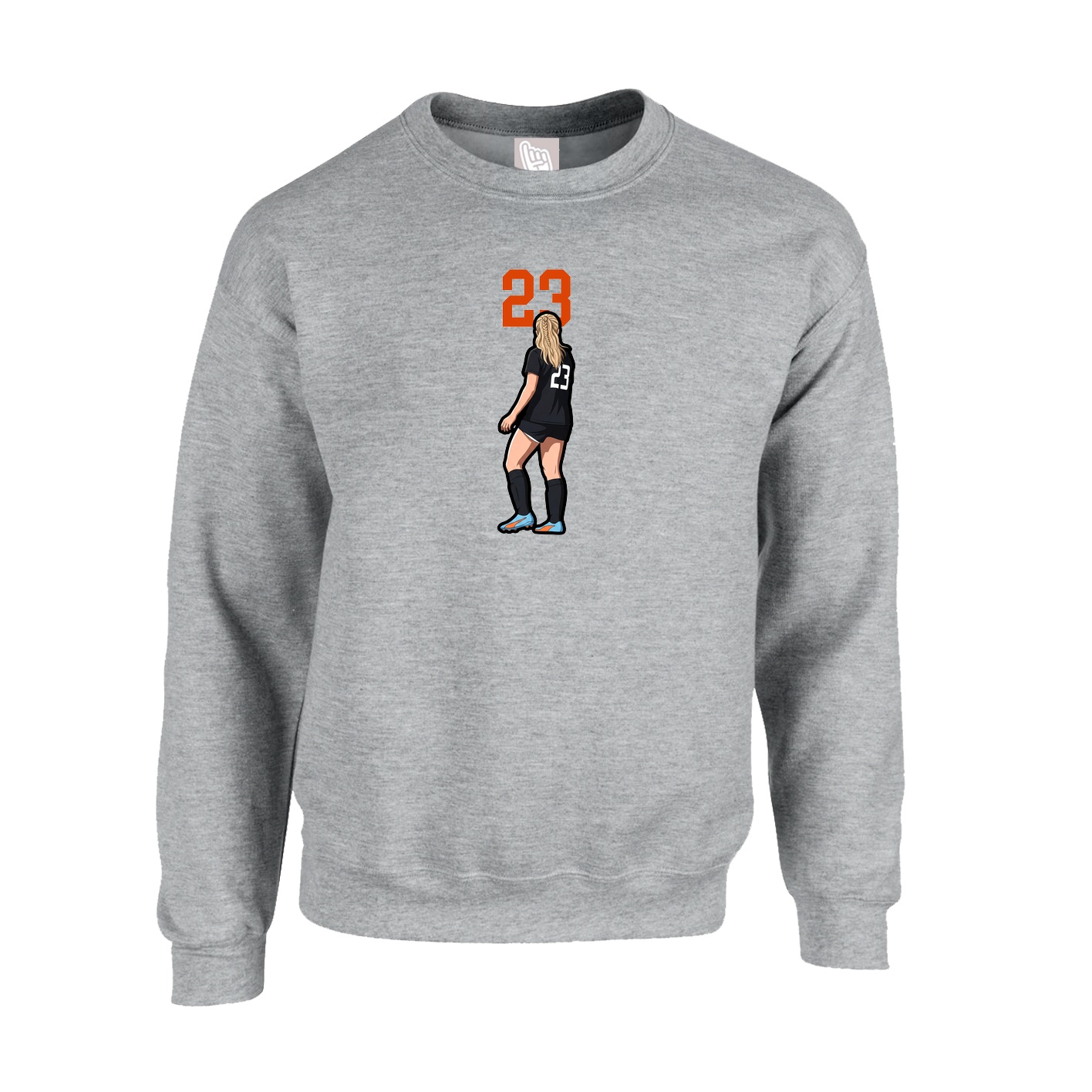 Fleece Crew — Number Top in Grey