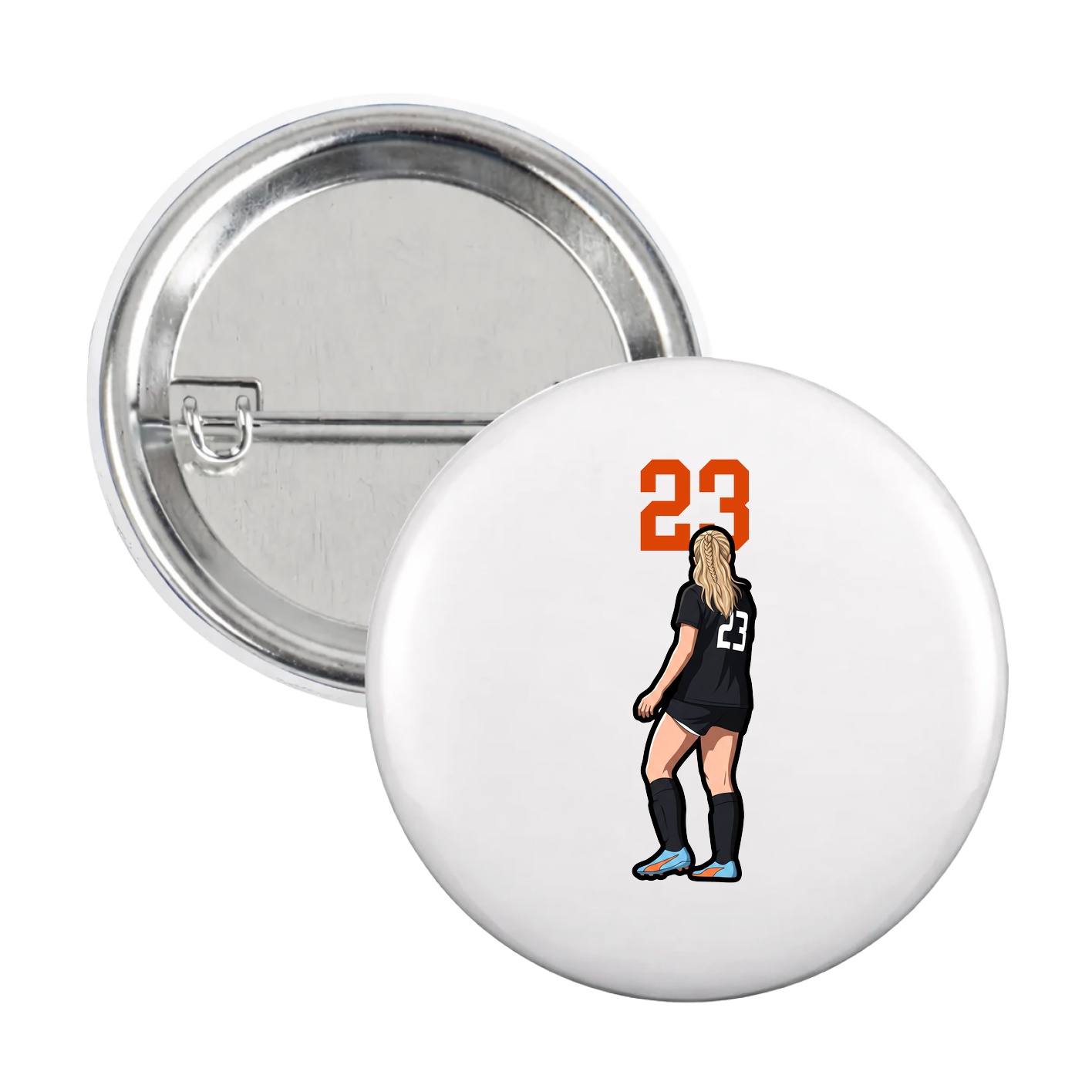 Game Day Button — Number Top in White