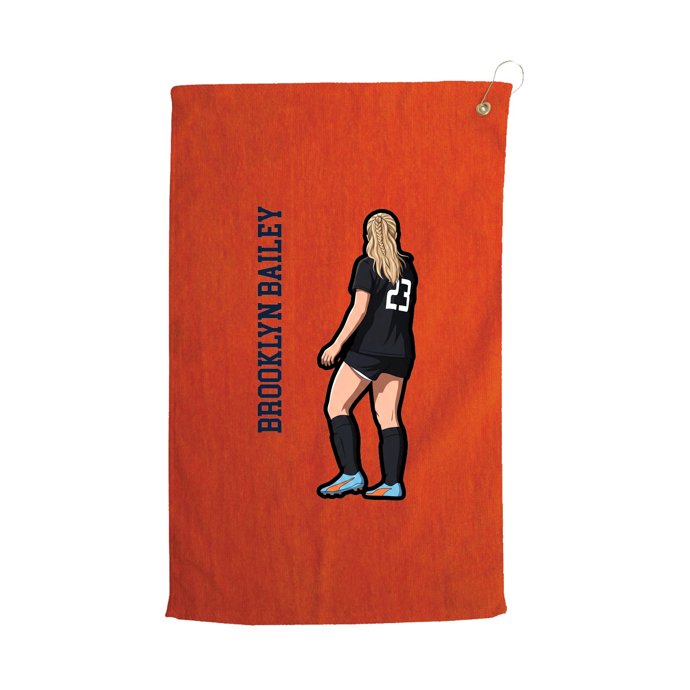 Golf Towel — Name Vertical in Orange